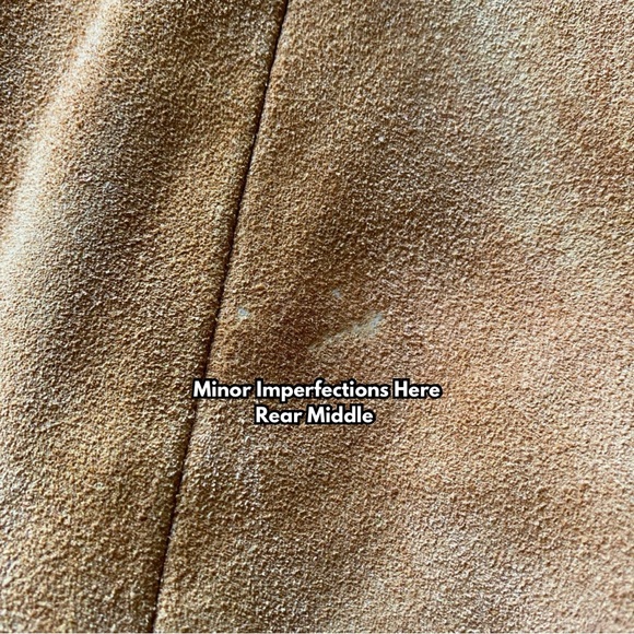 VINTAGE 1980s SUEDE SKIRT AVON FASHIONS BOHO GRUNGE SIDE ZIP SIZE 17/18 MCM TAN - Picture 11 of 11